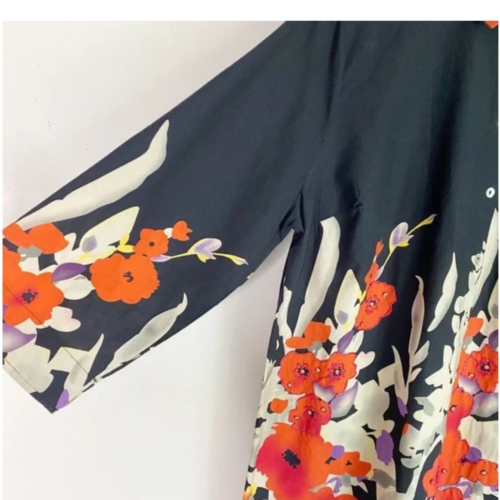 Soft Surroundings Black and Red Floral Button Down Shirt size Xal - Picture 9 of 10